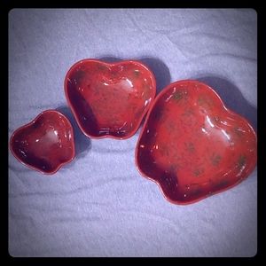 Adorable 3 Piece Red/Green Apple Ceramic Dishes 💗